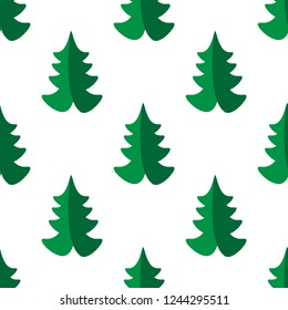 Simple seamless retro Christmas pattern with Xmas trees. Happy New Year background. Vector design for winter holidays on white background.