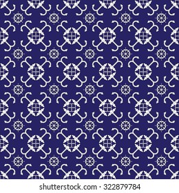 Simple seamless  sailor pattern ( compass, helm ). Vector illustration