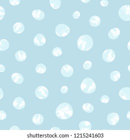 Simple seamless scandinavian pattern with snow, circle, dots. Vector illustration. Polka dot background. Craft stamp style.