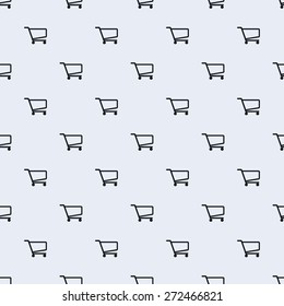 Simple seamless shopping cart icon vector pattern. Main icon elements only, no ornament. Suitable for web and printing