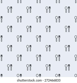 Simple seamless spoon and fork icon vector pattern. Main icon elements only, no ornament. Suitable for web and printing