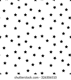 Simple seamless star pattern black on white backdrop - vector