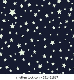 Simple seamless star pattern. Stamp effect night sky background 