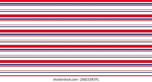 Simple seamless stripe textile, wallpaper pattern vector texture. lines horizontal background fabric in red and blue colors