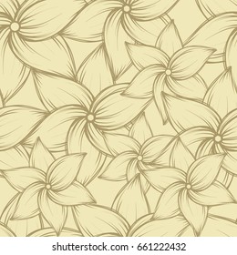 Simple seamless summer background with exotic flowers, vector illustration.
