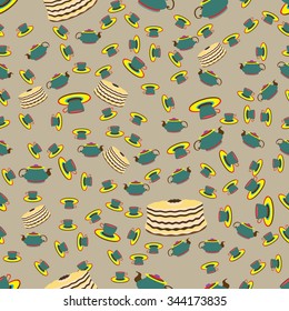 Simple seamless tea background pattern. Vector illustration.