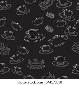 Simple seamless tea background pattern. Vector illustration.