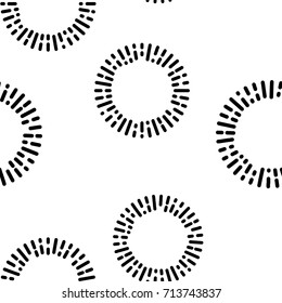 Simple seamless textile pattern with black round elements. Vector background illusrtration.