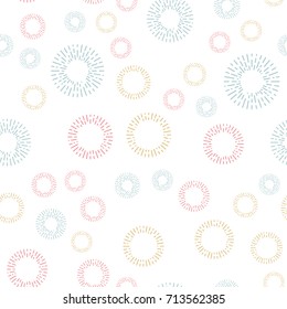 Simple seamless textile pattern with color round elements. Vector background illusrtration.