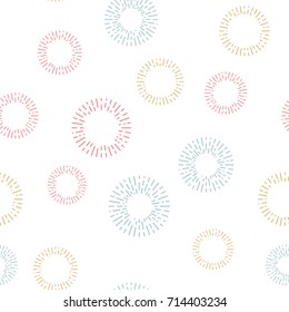 Simple seamless textile pattern with color round elements. Vector background illusrtration.