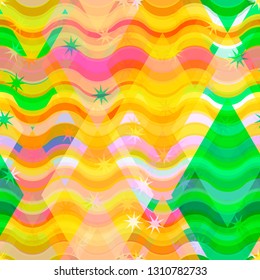 Simple seamless texture with geometric shapes. Stars, rhombus, wavy stripes. Abstract vector background for web page, banners backdrop, fabric, home decor, wrapping, kids design