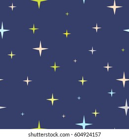 Simple seamless texture with stars. Night sky. Vector repeating texture.