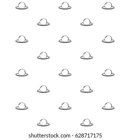 Simple seamless transparent ufo spaceships pattern over white. Vector illustration