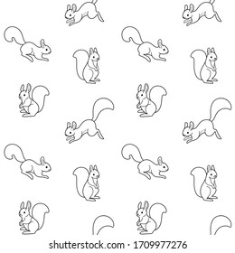 Simple seamless trendy animal pattern with squirrel. Cartoon vector illustration.