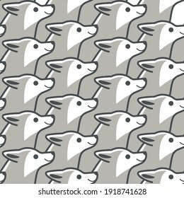 Simple seamless trendy animal pattern with wolf head. Cartoon vector print.