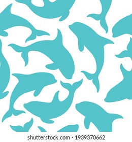 Simple seamless trendy animal pattern with orca. Cartoon vector illustration.