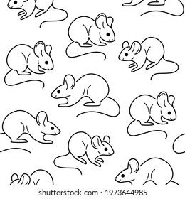 Simple seamless trendy animal pattern with mouse. Cartoon vector illustration.