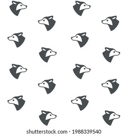 Sencillo patrón animal de moda y sin costura con cabeza de lobo. Impresión vectorial de dibujos animados.