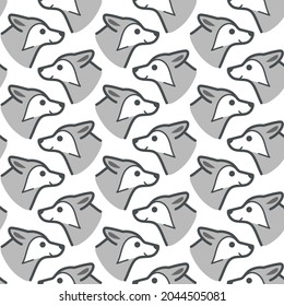 Sencillo patrón animal de moda y sin costura con cabeza de lobo. Impresión vectorial de dibujos animados.