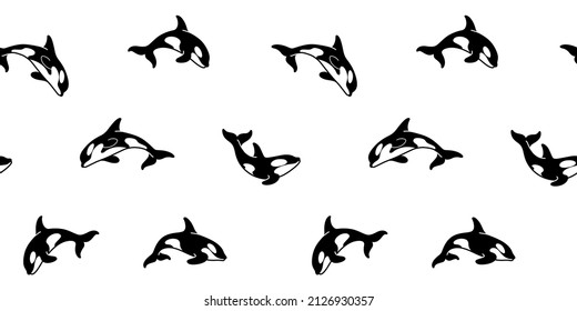 Simple seamless trendy animal pattern with orca. Cartoon vector illustration.