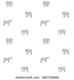 Simple seamless trendy pattern with cartoon elephant. Cartoon vector pattern on white background.