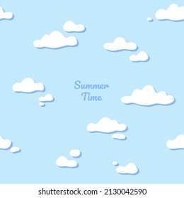 Simple seamless trendy pattern with clouds. Contour vector illustration for prints, clothing, packaging, postcard. Cute vector background.