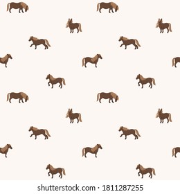 Simple seamless trendy pattern with pony. Flat design vector print.