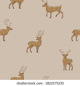 Einfaches, nahtloses Trendmuster mit Rentieren. Konstruieren Sie Design, Vektorgrafik.