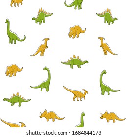 Simple seamless trendy pattern with style cartoon dinosaur. Cartoon vector illustration.