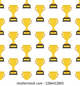 Simple seamless trophy icon vector pattern. Main icon elements only, no ornament. Vector stock illustration.