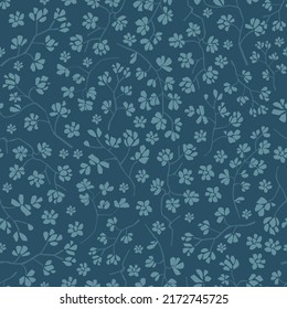 Simple seamless vector blue flower pattern. For fabrics, wrapping paper, wallpapers.