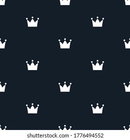 Simple seamless vector pattern with crown on blue background.