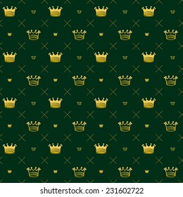 Simple seamless vector pattern with crown symbol art decoration