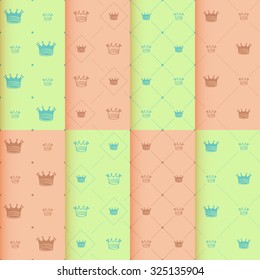 Simple seamless vector pattern with crown art