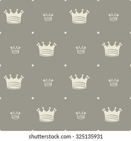 Simple seamless vector pattern with crown art