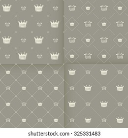 Simple seamless vector pattern with crown art