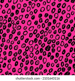 Simple seamless vector pattern of dots, strokes, spots, strokes. Hand drawn illustration, dry brush. Scandinavian style, wallpaper, fabric, textile design, wrapping paper