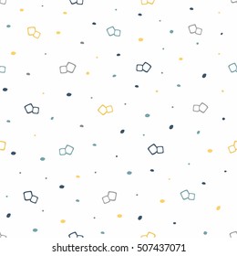 Simple seamless vector pattern. Simple seamless pattern. Textile, wrapping pattern. The pattern of dots and colored cubes.
