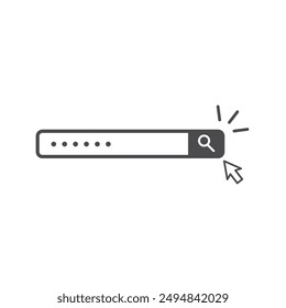 Simple search bar icon click isolated white background. Vector illustration.