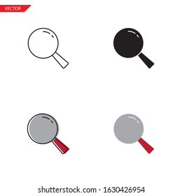 Simple search icon on white background 4 types such as outline, black, color, outline and color. Vector illustration.