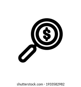 Simple Search Money Icon Vector Illustration Design. With Thin Style Icon.