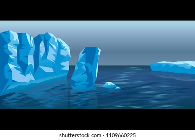 simple seascape with iceberg in the Arctic Ocean illustration