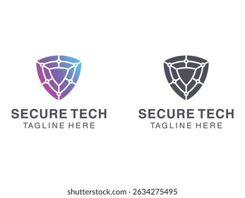 simple secure digital technology protection logo, symbol, vector, isolated on transparent background	