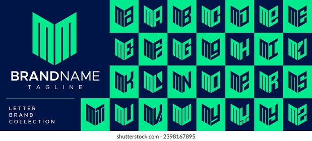 Simple security shield letter M MM logo design set