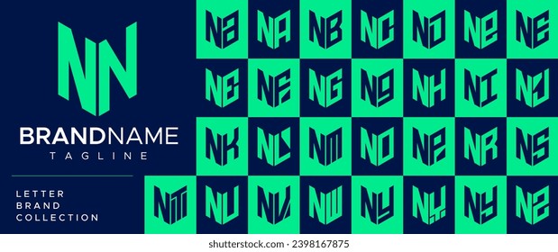Simple security shield letter N NN logo design set