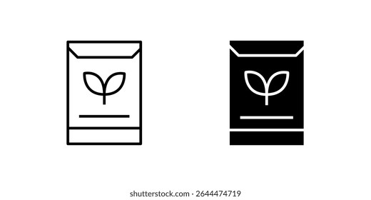 Simple seed packet icon set representing planting, growing, and cultivation. Ideal for gardening, agriculture, and nature themes.