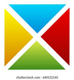 Simple segmented multicolor square. Colorful square design element. Square icon