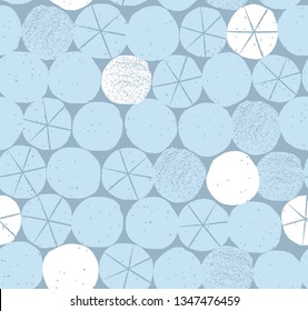 Simple semless pattern with hand drawn circle. Abstract polka dot background in scandinavian style. Retro vector illustration for print, design, fabric.