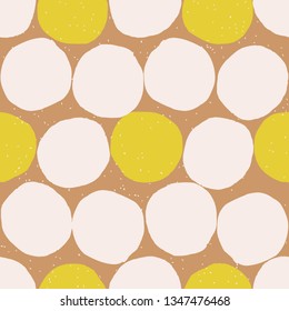 Simple semless pattern with hand drawn circle. Polka dot background. Retro vector illustration for print, design, fabric.