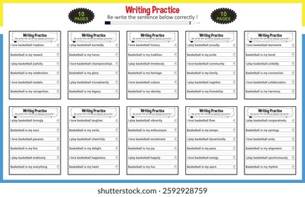 Simple sentence tracing worksheets for children